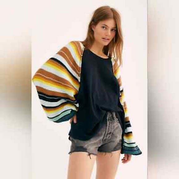 Free People We The Free Rainbow Dreams Sweater In Black - Picture 2 of 9